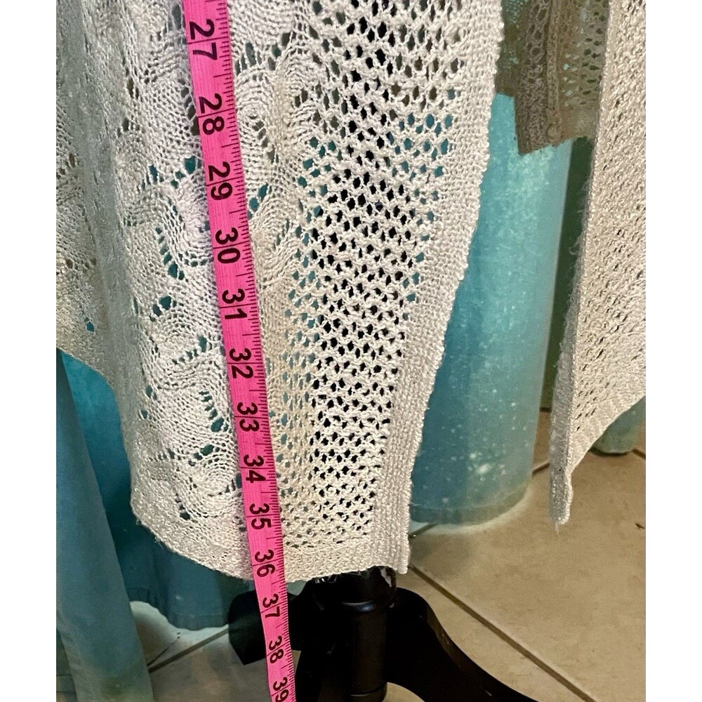 Women's Open Front Lace Cardigan Beige Size XL Crochet Boho Retro Hannah - Picture 5 of 16